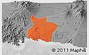Political 3D Map of Kab. Tulungagung, desaturated