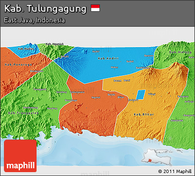 Political 3D Map of Kab. Tulungagung