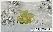 Satellite 3D Map of Kab. Tulungagung, lighten, semi-desaturated