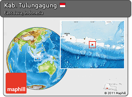 Physical Location Map of Kab. Tulungagung, highlighted country