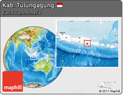 Physical Location Map of Kab. Tulungagung, highlighted country