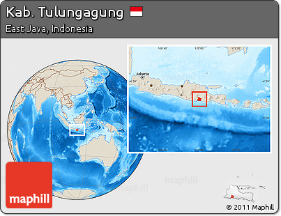 Shaded Relief Location Map of Kab. Tulungagung