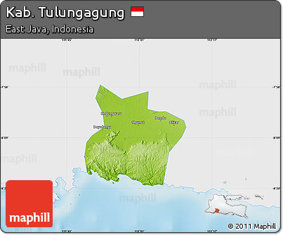 Physical Map of Kab. Tulungagung, single color outside