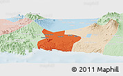 Political Panoramic Map of Kab. Tulungagung, lighten