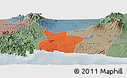 Political Panoramic Map of Kab. Tulungagung, semi-desaturated