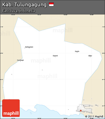 Classic Style Simple Map of Kab. Tulungagung, single color outside