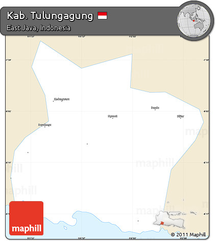 Classic Style Simple Map of Kab. Tulungagung, single color outside
