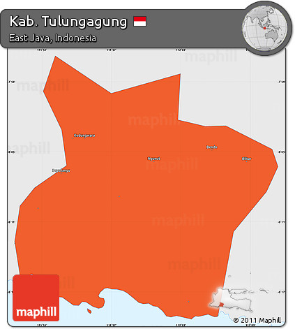 Political Simple Map of Kab. Tulungagung, single color outside