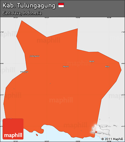 Political Simple Map of Kab. Tulungagung, single color outside