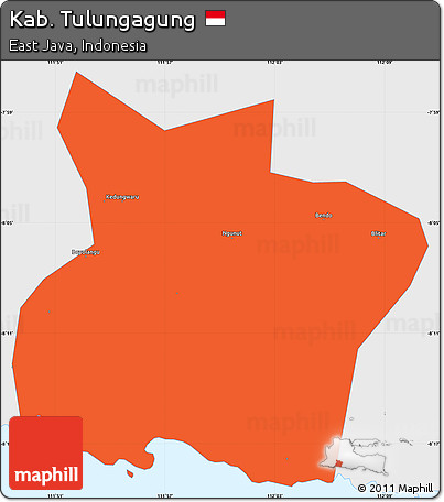 Political Simple Map of Kab. Tulungagung, single color outside