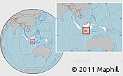 Gray Location Map of East Java, highlighted country, within the entire country, hill shading
