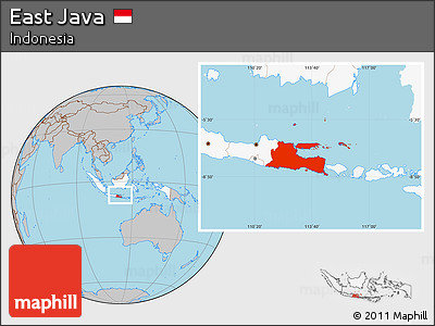 Gray Location Map of East Java, highlighted country