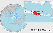 Gray Location Map of East Java, highlighted country