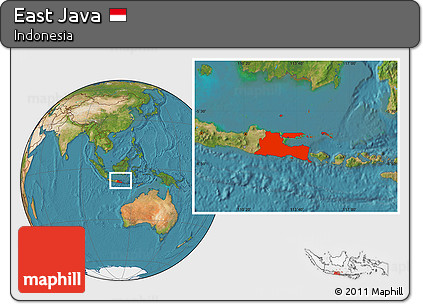 Satellite Location Map of East Java