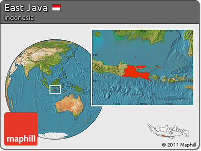 Satellite Location Map of East Java