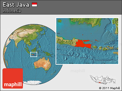 Satellite Location Map of East Java