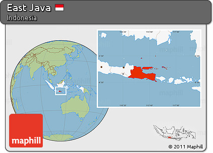 Savanna Style Location Map of East Java, highlighted country