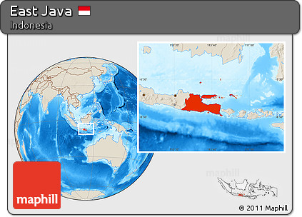 Shaded Relief Location Map of East Java