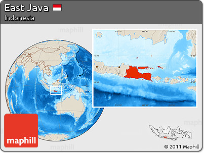 Shaded Relief Location Map of East Java