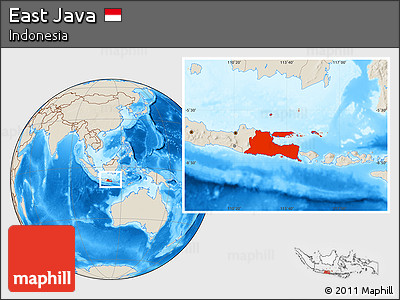 Shaded Relief Location Map of East Java