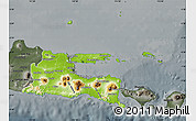 Physical Map of East Java, darken, semi-desaturated