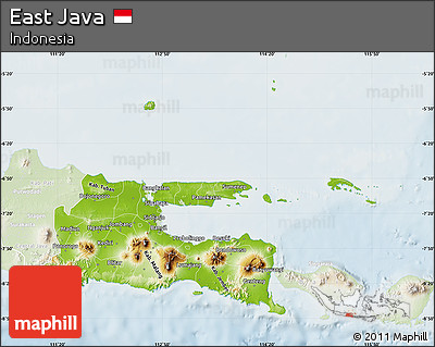 Physical Map of East Java, lighten