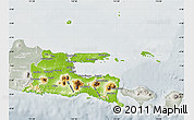 Physical Map of East Java, lighten, semi-desaturated