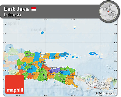 Political Map of East Java, lighten