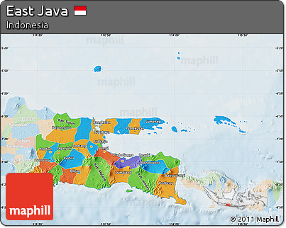 Political Map of East Java, lighten