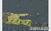 Satellite Map of East Java, darken, semi-desaturated