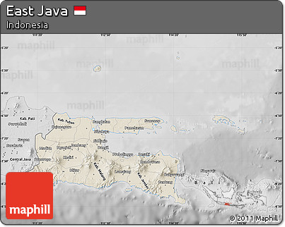 Shaded Relief Map of East Java, desaturated