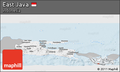 Gray Panoramic Map of East Java, single color outside