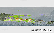 Physical Panoramic Map of East Java, darken, semi-desaturated
