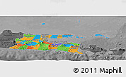 Political Panoramic Map of East Java, darken, desaturated