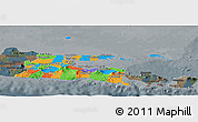 Political Panoramic Map of East Java, darken, semi-desaturated
