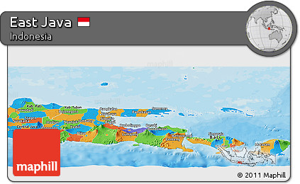Political Panoramic Map of East Java