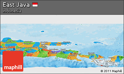 Political Panoramic Map of East Java