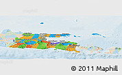 Political Panoramic Map of East Java, lighten