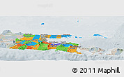 Political Panoramic Map of East Java, lighten, semi-desaturated