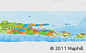 Political Panoramic Map of East Java, physical outside