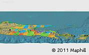 Political Panoramic Map of East Java, satellite outside