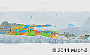Political Panoramic Map of East Java, semi-desaturated