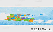 Political Panoramic Map of East Java, single color outside