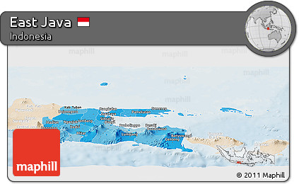 Political Shades Panoramic Map of East Java, lighten