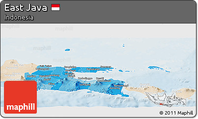 Political Shades Panoramic Map of East Java, lighten
