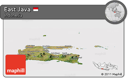 Satellite Panoramic Map of East Java, cropped outside