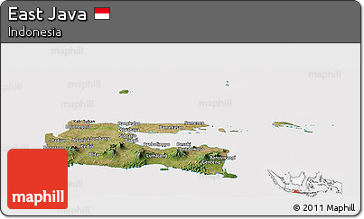 Satellite Panoramic Map of East Java, cropped outside