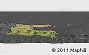 Satellite Panoramic Map of East Java, darken, desaturated