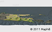 Satellite Panoramic Map of East Java, darken, semi-desaturated
