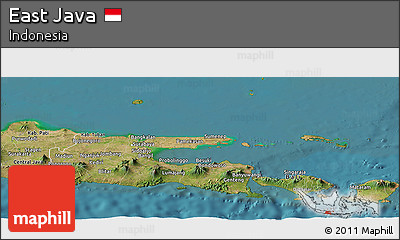 Satellite Panoramic Map of East Java